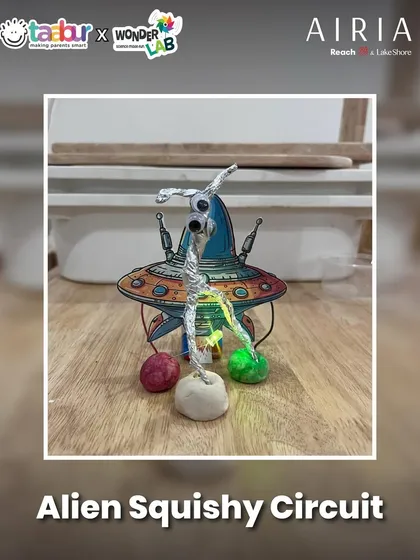 An Alien Squishy Circuit workshop, combining electronics with creative fun.