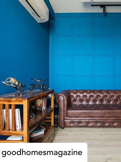 Another shot from our featured project, showing the bold blue study area. This image was part of a spread in Goodhomes magazine, highlighting our eclectic and colorful design style.