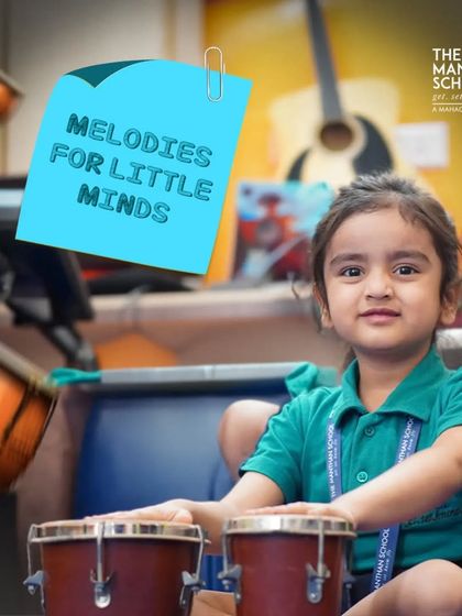 Melodies for little minds. A young student discovers the joy of rhythm while playing the bongo drums in our music class.