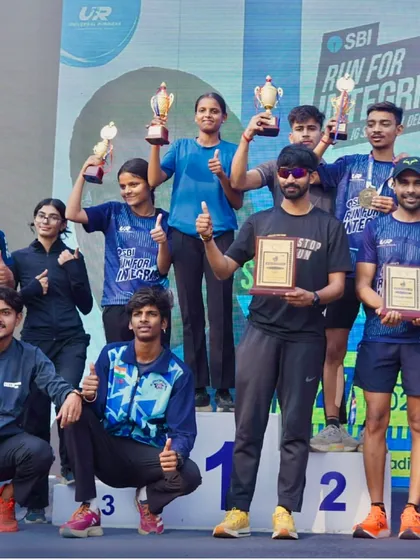 On the podium with all the winners of the SBI Run for Integrity. I am proud to be an ambassador for events that promote positive values through sport.