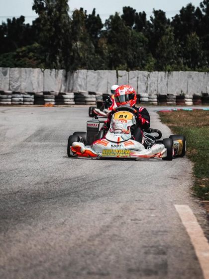 Our driver in the number 81 Kart Republic chassis, demonstrating the refusal to lose that defines a winner.