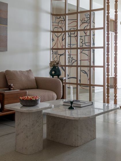 The mural as seen from the living area, creating a sense of depth and artistic continuity.