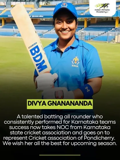Proud to train the best. Here is our athlete Divya Gnanananda, a talented all-rounder for the Karnataka and Pondicherry cricket teams. We provide specialized strength and conditioning to help professional cricketers excel.