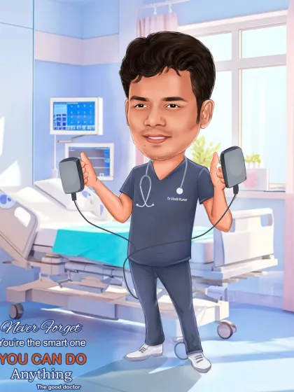 A special gift for a doctor, showcasing his profession. I can create themed caricatures like this for any profession, making it a truly personal and fun gift for birthdays or work anniversaries.