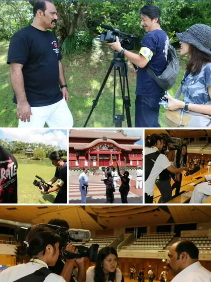 A collage of our activities in Okinawa, from being interviewed by local media to training and participating in tournaments. These trips are packed with valuable experiences.