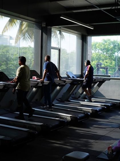 The cardio section at FitDeck, where members build endurance with a view. A crucial part of any well-rounded fat loss or conditioning program.