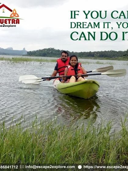 If you can dream it, you can do it. A couple enjoys a paddle together, making their dream of a peaceful getaway a reality.