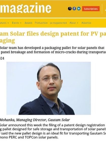 PV Magazine covered our new design patent for PV panel packaging. This pallet is designed to prevent panel breakage and the formation of micro-cracks during transportation, a common problem in the industry.