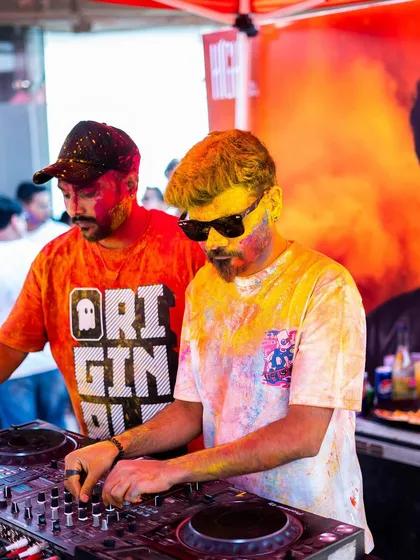 In the mix at the Holi 2k24 festival. Playing an outdoor daytime set requires a different energy, and I love the challenge.