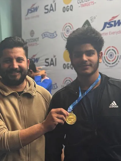 Presenting a gold medal to my student Daksh Choudhary, the 67th National Champion in 25m Jr. Sport Pistol. It is a privilege to guide such talented athletes on their path to success.