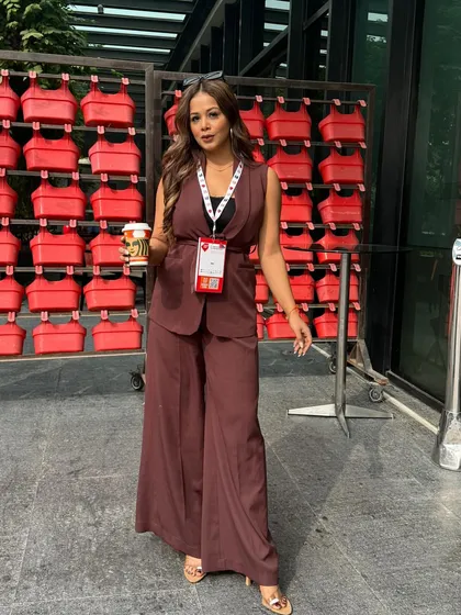 A confident pose before heading in to host the India D2C Summit for the second consecutive year.