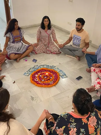 Community and collaboration are at the core of all we do. Here, our circle holds hands, sharing energy and creating a powerful container for healing and connection.