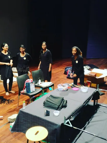 The whole team gets involved in preparing the stage. It's a collaborative effort from start to finish.
