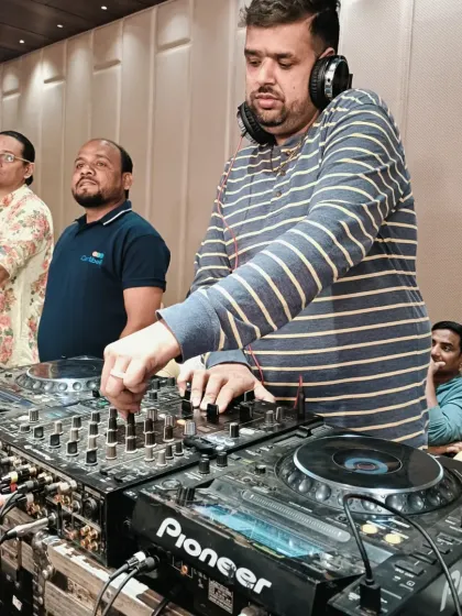 A full view of my DJ station at the Royal Atlantis Banquet for a baby shower. I ensure my setup is clean and professional for every occasion.