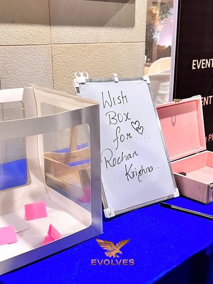The wish box for birthday boy Rochan Krishna. It's a small but meaningful detail that allows guests to leave personal messages.