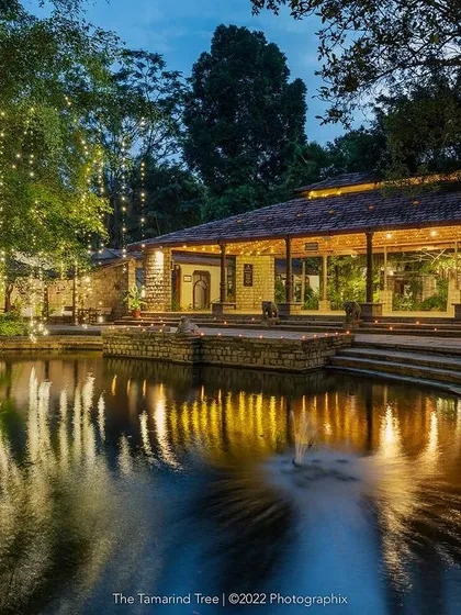 This is the magic that awaits as dusk settles over our property. The Pond Pavilion, aglow with fairy lights, reflects in the tranquil waters of the kalyani, creating a dreamscape for your evening celebrations. It’s a sight that captures the very soul of this place.