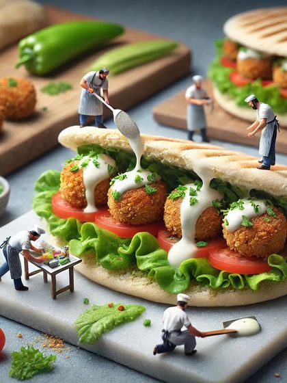 My falafel pita sandwiches are crafted to perfection, one tiny detail at a time.