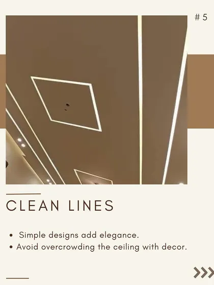 Fifth, embrace clean lines. Simple, geometric designs with integrated profile lighting add a touch of elegance without overcrowding the ceiling.