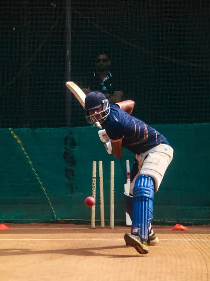 IPL and Ranji Trophy player Apoorv Wankhade in the nets at our academy. Even top professionals use our facilities to sharpen their skills before a new season.