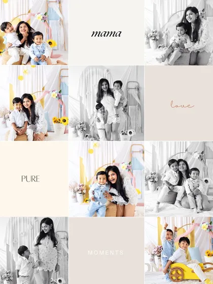 A grid of pure, love-filled moments from a Mother's Day mini session, showcasing the beautiful bond between a mother and her sons.