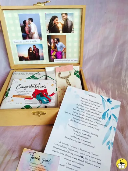 The full new car hamper set, including a long, heartfelt letter from a wife to her husband.