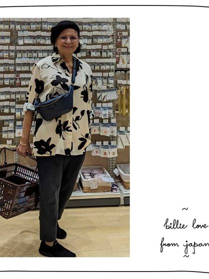 Ameeta shopping in Japan with her Billie belt bag in Navy. It's the perfect hands-free bag for exploring a new city.