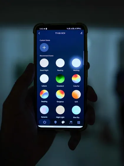 A duplicate of image 63, this photo again shows the intuitive interface of our smart lighting control app, highlighting the ease with which you can change scenes and moods.