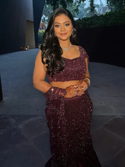 Glowing in love. Himanshi, the perfect epitome of radiant glam, ready for her Roka. Her beauty shines brighter than ever.