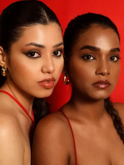 A powerful editorial shot celebrating beauty in all its shades. I created two distinct but complementary looks that are strong, fierce, and beautiful.