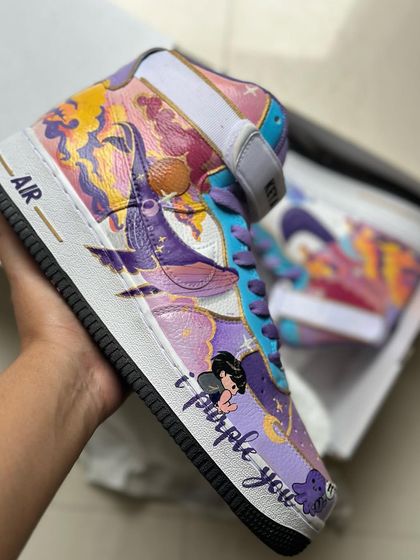 The other side of the BTS custom, with the iconic "I purple you" quote. The color blending on this was so much fun to do.