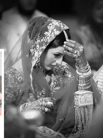 A lifetime of togetherness begins with this magical moment. An emotional black and white shot of a Sikh bride during the Anand Karaj ceremony.