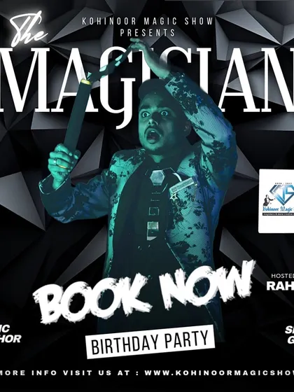 This poster captures the excitement of my birthday party shows. I offer more than just magic, with options for an anchor and games to keep the fun going. Book now for a complete entertainment package.
