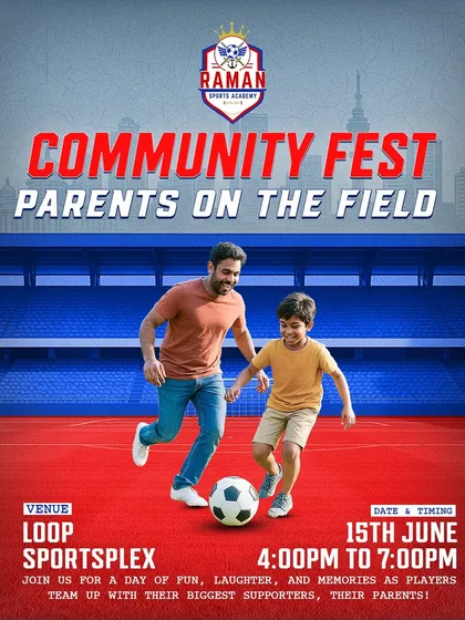 We are more than just a football academy; we are a community. This poster for our "Parents on the Field" fest shows how we bring families and players together for fun, games, and a shared passion for football.
