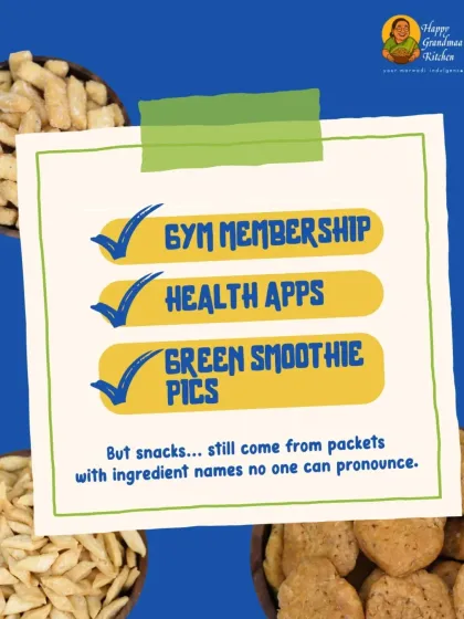 You might have a gym membership and health apps, but what about your snacks? This graphic is a gentle reminder that what you eat between meals matters, and our snacks are made with ingredients you can trust.