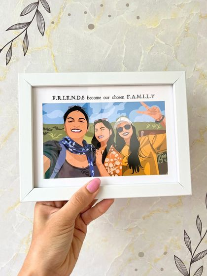 A closer look at one of the "Friends" illustration frames. We turn your group photo into a unique piece of art.