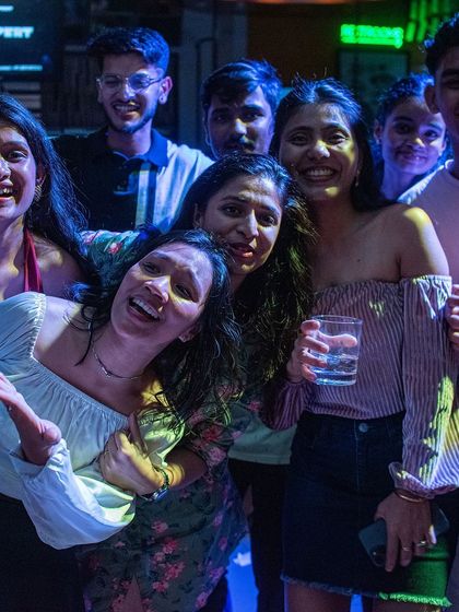 A group of friends having a laugh at Foxtrot. It's these moments of connection that make a party special.