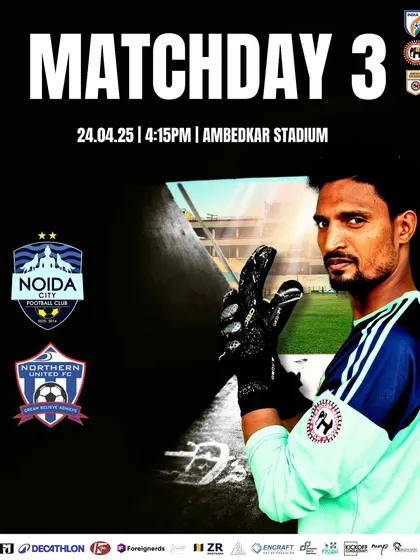 The matchday poster for our third game, featuring our formidable goalkeeper.