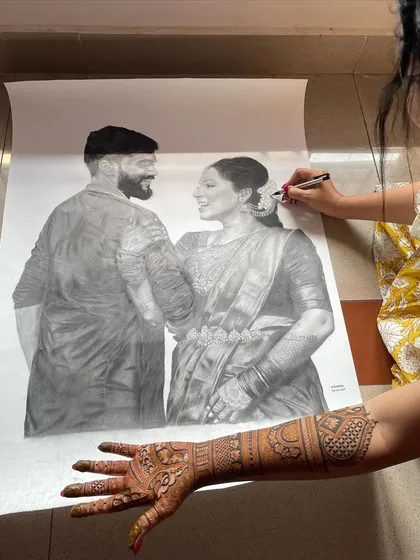 My passion for mehendi comes from my love for portrait drawing. This is a look at my artistic process, where my skill in pencil sketching translates directly into creating lifelike and expressive portraits in my henna designs.