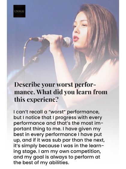 In this interview, I explain that my goal is always progress. Every performance is a learning experience, and my only competition is myself from yesterday.