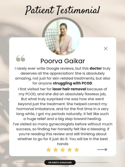 This feedback means the world to me. This patient came for laser hair removal due to PCOD, and I'm so glad we could help not just with the hair, but also with managing the underlying hormonal imbalance. My goal is always to go beyond the surface treatment and help you heal from the inside out.