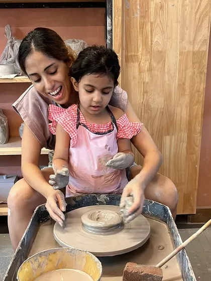 Creating side by side is one of the best ways to connect. This beautiful mother-daughter moment on the pottery wheel is what our studio is all about: making memories that will last long after the clay has dried.