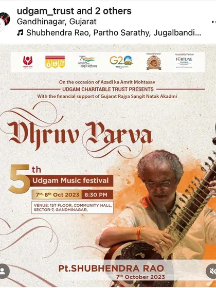 A poster for the 5th Udgam Music festival in Gandhinagar. It is always good to be back on stage at prestigious festivals.
