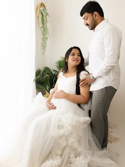 For her second look, Rakshita wore this angelic white gown. I adjusted the makeup slightly to create a lighter, airier feel that matched the soft, dreamy aesthetic.