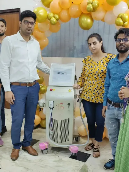 My team and I celebrating the induction of the Alma Soprano laser system at SkinFine Clinic. This technology ensures that every laser hair reduction session is not only effective but also comfortable for our patients.