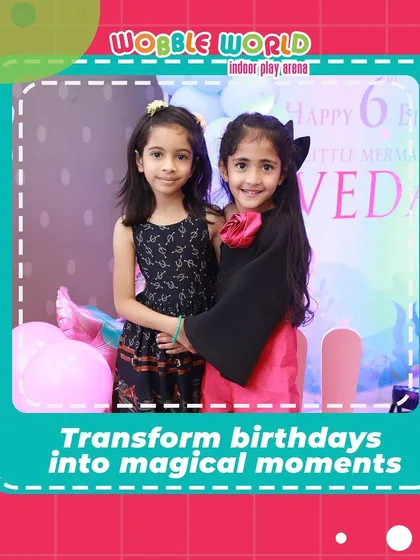 Two friends celebrating a birthday together. Our space is perfect for joint parties or for your child to celebrate with their best friends.