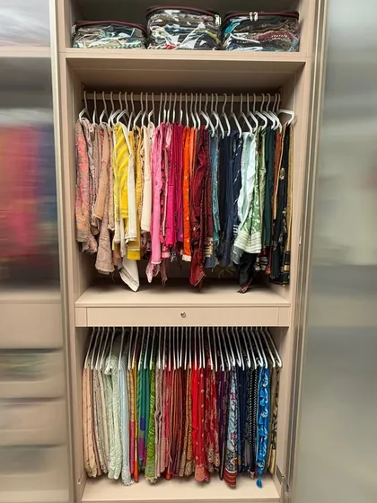 Your treasured sarees and festive wear deserve a special home. We organize these beautiful garments with care, using specialized hangers and folding techniques to protect the fabric and embroidery. Now, getting ready for a special occasion is a process of joy, not searching.