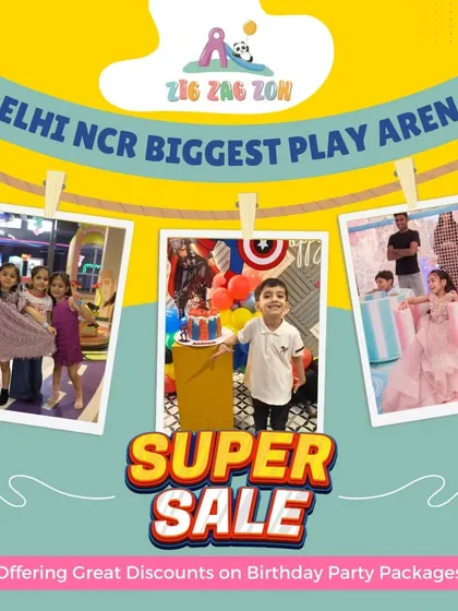 Super Sale! We're offering great discounts on birthday party packages at Delhi NCR's biggest play arena. Come play, explore, and celebrate with us!