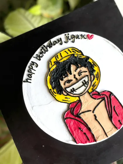 Another Luffy cake for a fan's birthday, showing the consistency and detail in my anime illustration work.