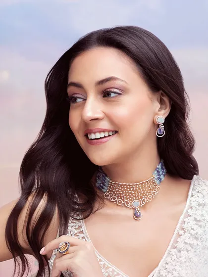 This is more than a celebration. It's a golden embrace of blessings that celebrates your present and blesses your future, featuring our modern gemstone choker.