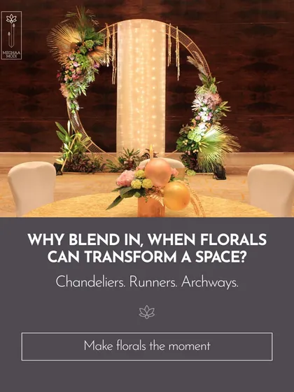 Why blend in when florals can transform a space? This circular archway, adorned with flowers and lights, becomes the focal point of the room. You will learn how to create statement pieces like chandeliers, runners, and archways.